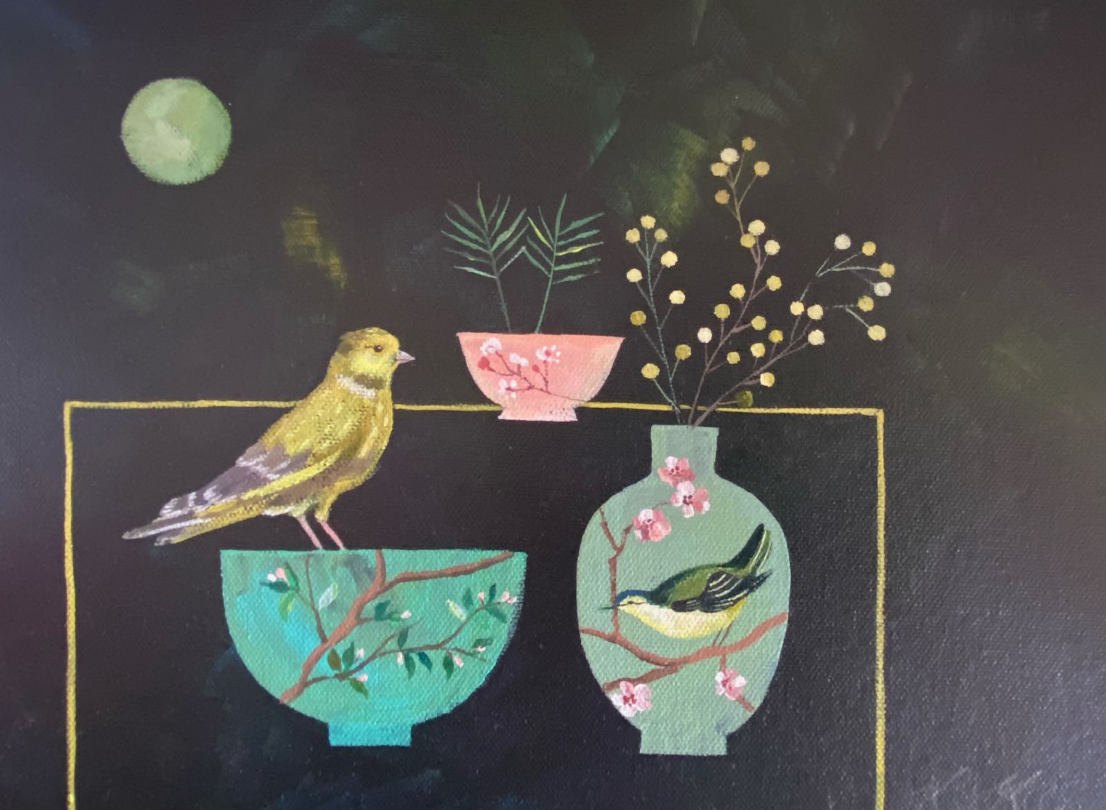 Gold Finch with Chinoiserie